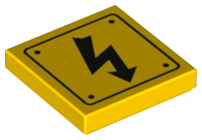 Tile 2 x 2 with Electricity Danger Sign and Rivets Pattern