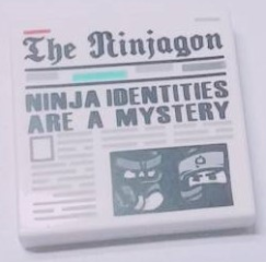 Tile 2 x 2 with Newspaper, 'The Ninjagon', and 'NINJA IDENTITIES ARE A MYSTERY' Pattern