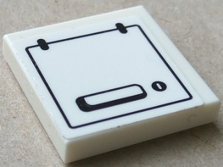 Tile 2 x 2 with Black Storage Box Outline Pattern (Sticker) - Set 60165