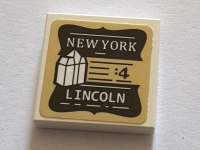 Tile 2 x 2 with White 'NEW YORK LINCOLN' on Black Background Pattern (Sticker) - Set 75827