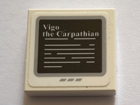 Tile 2 x 2 with White 'Vigo the Carpathian' on Black Computer Screen Pattern (Sticker) - Set 75827