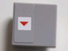 Tile 2 x 2 with Red Arrow Down in White Square on Light Bluish Gray Background Pattern on Left Side (Sticker) - Set 75095