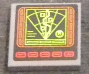 Tile 2 x 2 with Computer Screen with Radar, Waved Line and Red Buttons Pattern (Sticker) - Set 76023