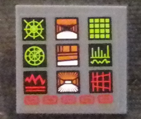 Tile 2 x 2 with Computer Screen with 9 Icons and Red Buttons Pattern (Sticker) - Set 76023