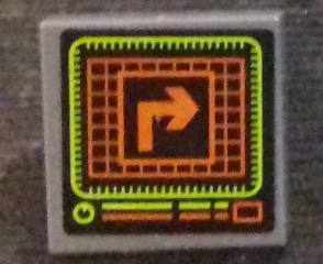 Tile 2 x 2 with Computer Screen with Turn Right Arrow in Center of Grid Pattern (Sticker) - Set 76023