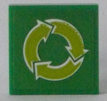 Tile 2 x 2 with Lime Recycling Arrows Pattern (Sticker) - Set 60154