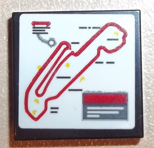 Tile 2 x 2 with Race Circuit Map Pattern (Sticker) - Set 75876