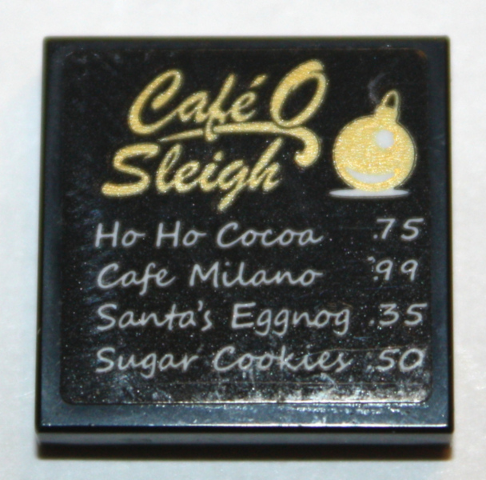 Tile 2 x 2 with 'CafÃ© O Sleigh' (Cafe) and Menu Pattern (Sticker) - Set 10259