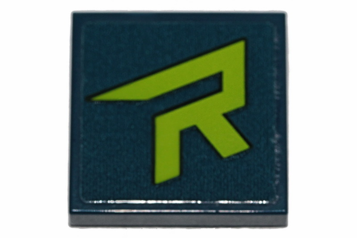 Tile 2 x 2 with Lime 'R' Pattern (Sticker) - Set 70826