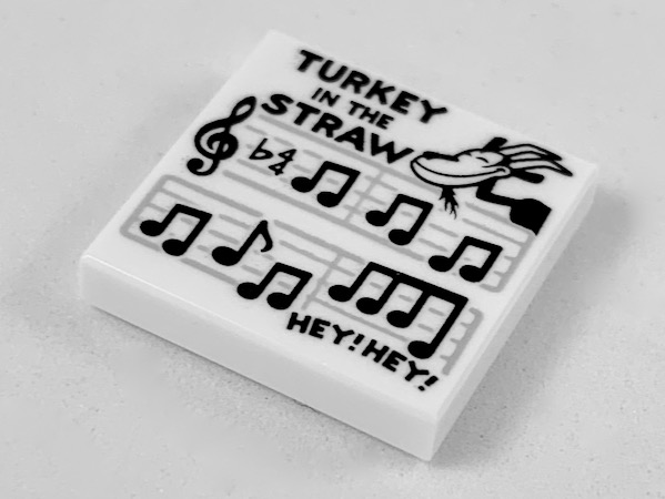 Tile 2 x 2 with 'TURKEY IN THE STRAW' Sheet Music and Goat Pattern