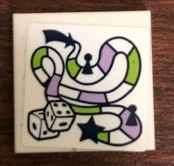 Tile 2 x 2 with Board Game and Dice Pattern (Sticker) - Set 41323
