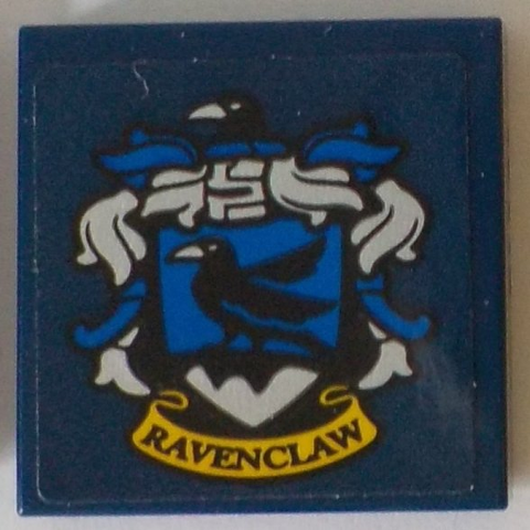 Tile 2 x 2 with HP 'RAVENCLAW' House Crest on Dark Blue Background Pattern (Sticker) - Set 71043