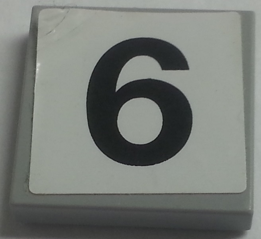 Tile 2 x 2 with Number 6 Pattern (Sticker) - Set 8144