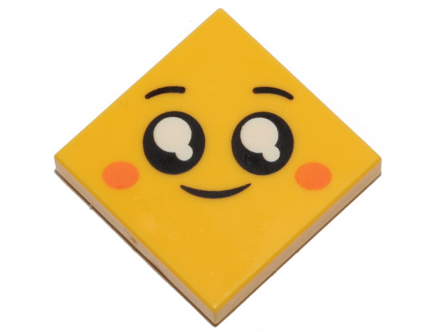 Tile 2 x 2 with Face, Smile, Black Eyes with White Pupils, Orange Cheeks Pattern