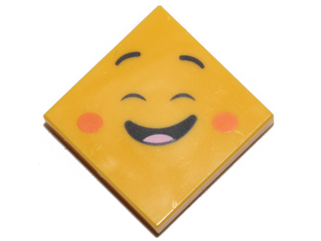 Tile 2 x 2 with Face, Cheerful, Closed Eyes, Raised Eyebrows, Orange Cheeks Pattern