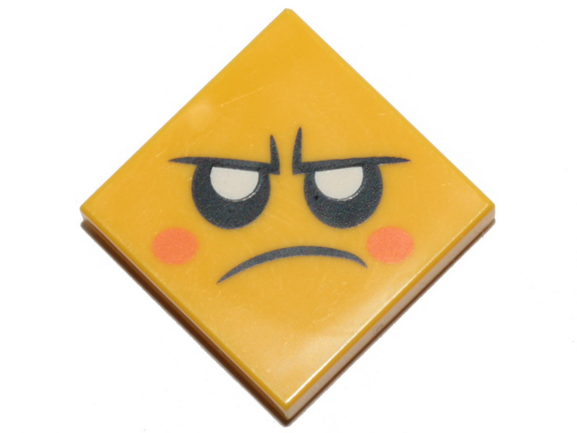 Tile 2 x 2 with Face, Angry, Black Eyes with White Pupils, Orange Cheeks Pattern