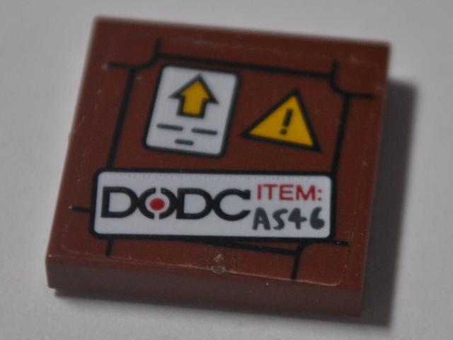 Tile 2 x 2 with Warning Sign, 'DODC' and 'ITEM: A546' on White Background Pattern (Sticker) - Set 76083
