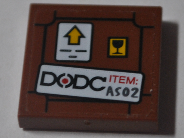Tile 2 x 2 with Warning Sign, 'DODC' and 'ITEM: A502' on White Background Pattern (Sticker) - Set 76083