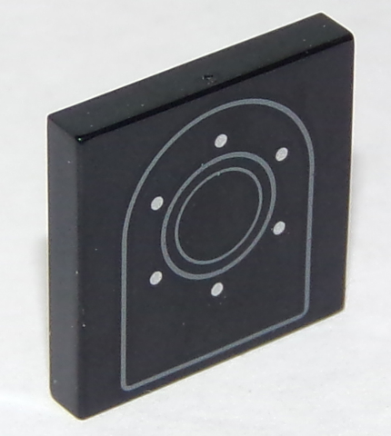 Tile 2 x 2 with Arch Outline, Two Circles and Six Rivets Pattern