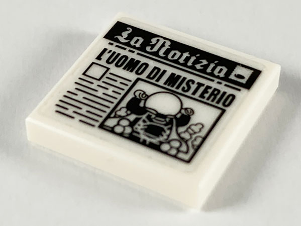 Tile 2 x 2 with Newspaper 'La Notizia' and 'L'UOMO DI MISTERIO' Pattern (Sticker) - Set 76129
