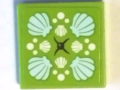 Tile 2 x 2 with Shells Pattern (Sticker) - Set 41317