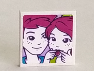Tile 2 x 2 with Portrait of Male and Female with Tongue Sticking Out Pattern (Sticker) - Set 41335