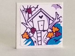 Tile 2 x 2 with Tree House and Ladder Pattern (Sticker) - Set 41335