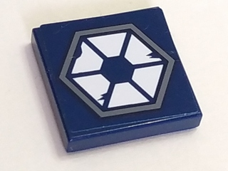 Tile 2 x 2 with Dark Bluish Gray Hexagon, 6 White Trapezoids and 3 Wear Marks Pattern (Sticker) - Sets 7252 / 7283