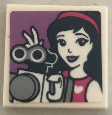 Tile 2 x 2 with Olivia and Robot Pattern (Sticker) - Set 41307