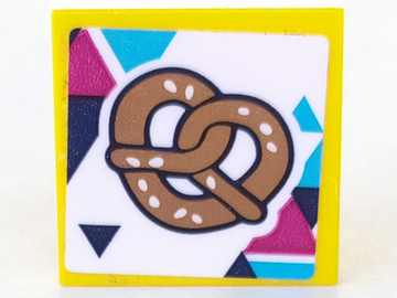 Tile 2 x 2 with Pretzel with Dark Blue, Magenta and Medium Azure Triangles Pattern (Sticker) - Set 41322