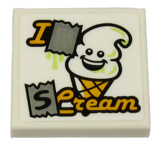 Tile 2 x 2 with 'I S Cream' and Ice Cream with Happy Face Pattern (Sticker) - Set 70432