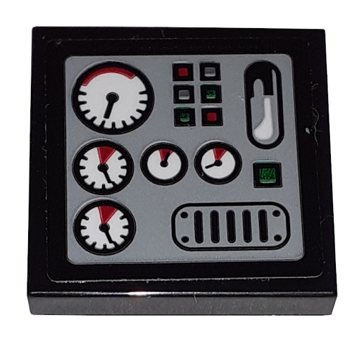 Tile 2 x 2 with Gauges and Buttons on Light Bluish Gray Background Pattern (Sticker) - Set 60198