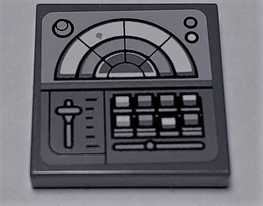 Tile 2 x 2 with SW Radar, Buttons and Slider on Dark Bluish Gray Background Pattern (Sticker) - Set 75106