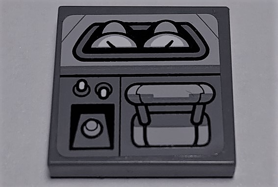 Tile 2 x 2 with SW Gauges, Switches and Thrust Lever on Dark Bluish Gray Background Pattern (Sticker) - Set 75106