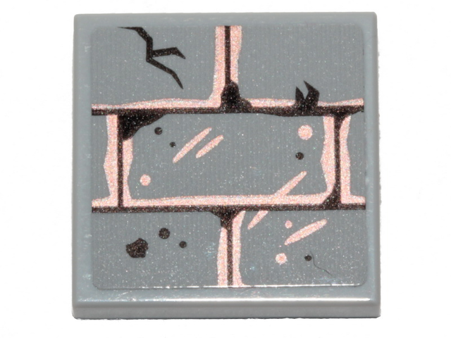 Tile 2 x 2 with Bricks, Cracks and  Copper Concrete Pattern (Sticker) - Set 70433