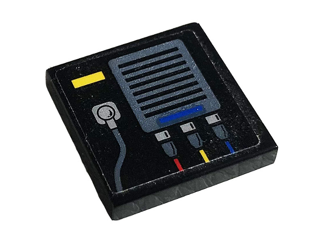 Tile 2 x 2 with Gray Grille, Blue, Red, Yellow and Gray Wires Pattern (Sticker) - Set 42096