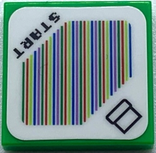 Tile 2 x 2 with Super Mario Scanner Code Pipe and 'START', Triangle Corner Pattern (Sticker) - Sets 71360 / 71439