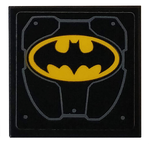 Tile 2 x 2 with Metal Plates, Rivets and Yellow Batman Logo Pattern (Sticker) - Set 76160