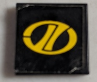 Tile 2 x 2 with Yellow Stylized 'LT' on Oval Racing Logo Pattern (Sticker) - Set 8880