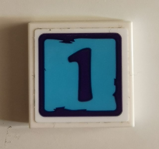 Tile 2 x 2 with Dark Purple Number 1 Pattern (Sticker) - Set 41325