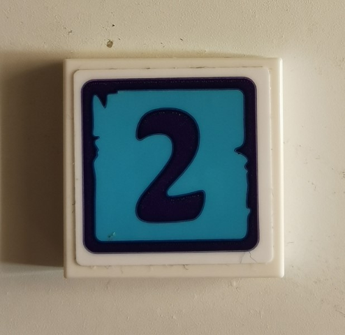 Tile 2 x 2 with Dark Purple Number 2 Pattern (Sticker) - Set 41325