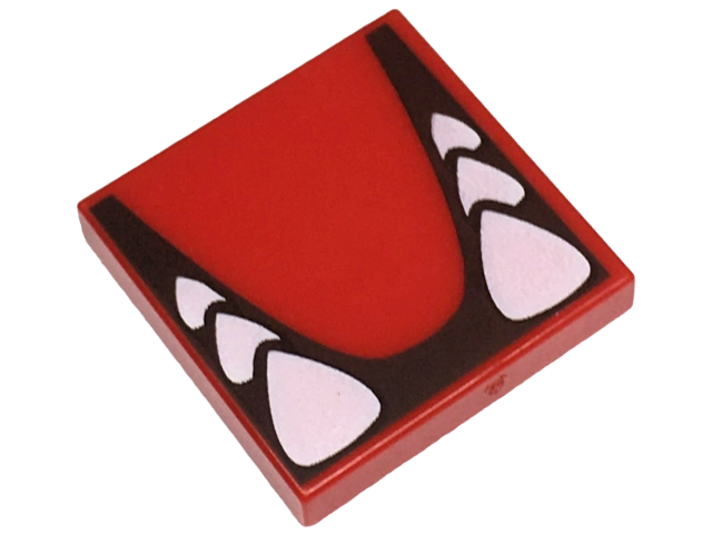 Tile 2 x 2 with Sharp White Teeth in Black Gums Pattern (Super Mario Bowser Lower Jaw)