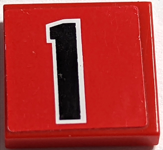 Tile 2 x 2 with Black Number 1 Pattern (Sticker) - Set 2556