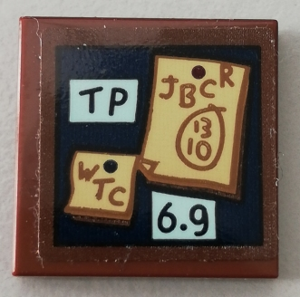 Tile 2 x 2 with 'TP', 'WTC', 'JBCR 1310', and '6.9' Paper Notes Pattern (Sticker) - Set 75551