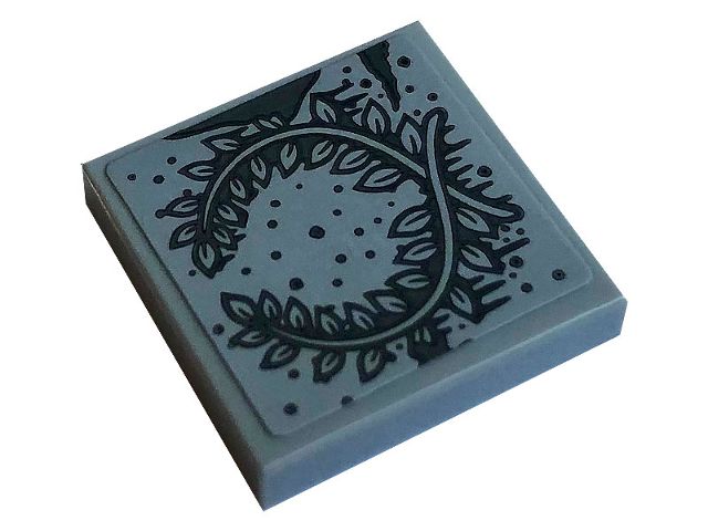 Tile 2 x 2 with Laurel Wreath Pattern (Sticker) - Set 70420