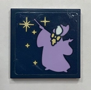 Tile 2 x 2 with Fairy Godmother with Wand and Fairy Dust Pattern (Sticker) - Set 41154