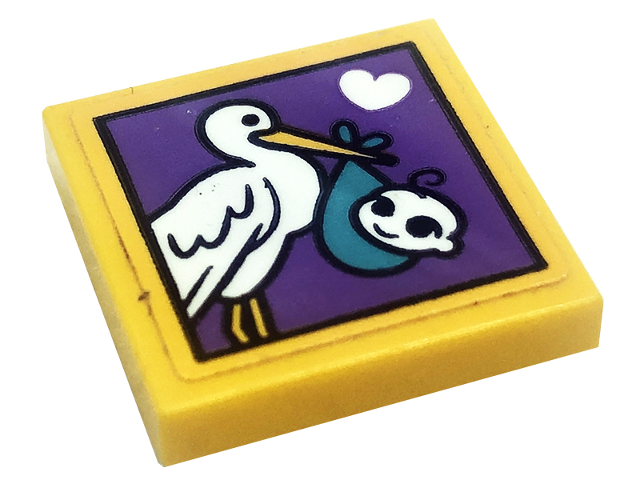 Tile 2 x 2 with Stork Pattern (Sticker) - Set 41318