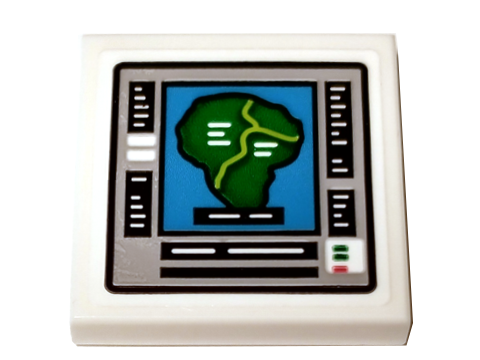 Tile 2 x 2 with Computer Monitor with Green Island Display Pattern (Sticker) - Set 75936