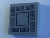 Tile 2 x 2 with Floor Tile with Ornamental Mosaic Border on Light Bluish Gray Background Pattern (Sticker) - Set 70617