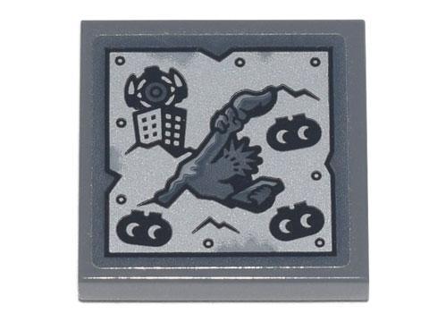Tile 2 x 2 with Metal Plate with Rivets, Statue of Liberty, Building, and DUPLO Aliens Pattern (Sticker) - Set 70840